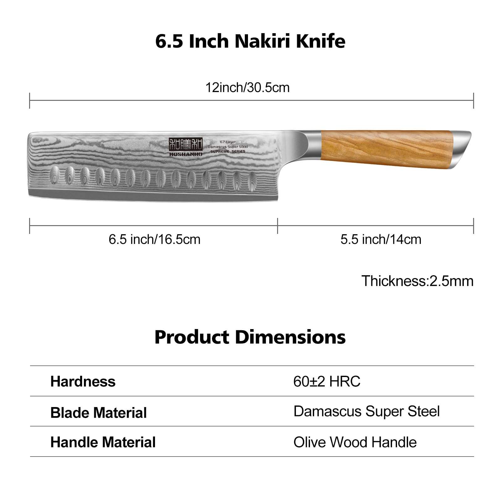 HOSHANHO Nakiri blade close-up highlighting the razor-like edge for precise slicing.