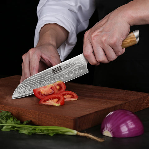 HOSHANHO vegetable and meat prep with 7-inch Santoku knife coverage