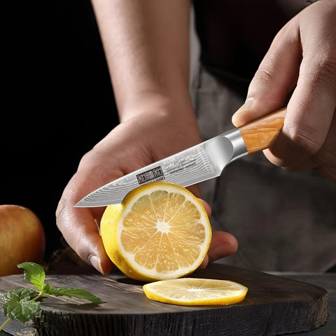 HOSHANHO three-piece Damascus set presented for organized kitchen workflow.