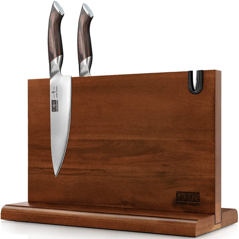 HOSHANHO double-sided magnetic knife block for easy access and secure storage.