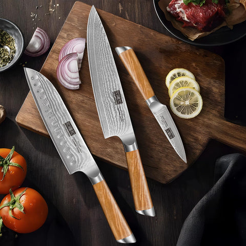 HOSHANHO ergonomic olive wood handle provides a comfortable, balanced grip.