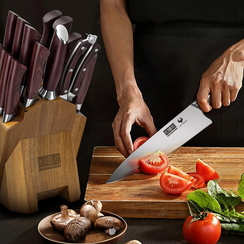 HOSHANHO ergonomic wood handle close-up showing balanced grip