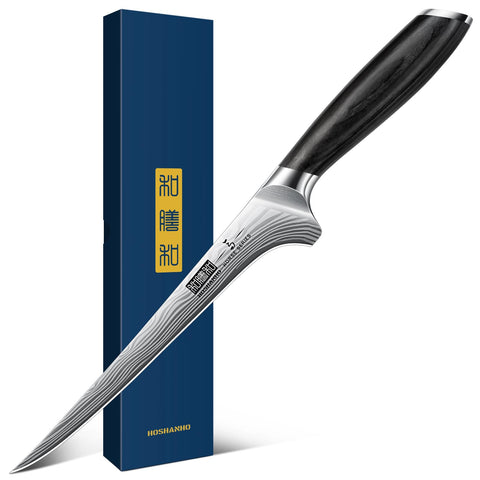 HOSHANHO fillet knife 7 inch blade for precise filleting and minimal waste.