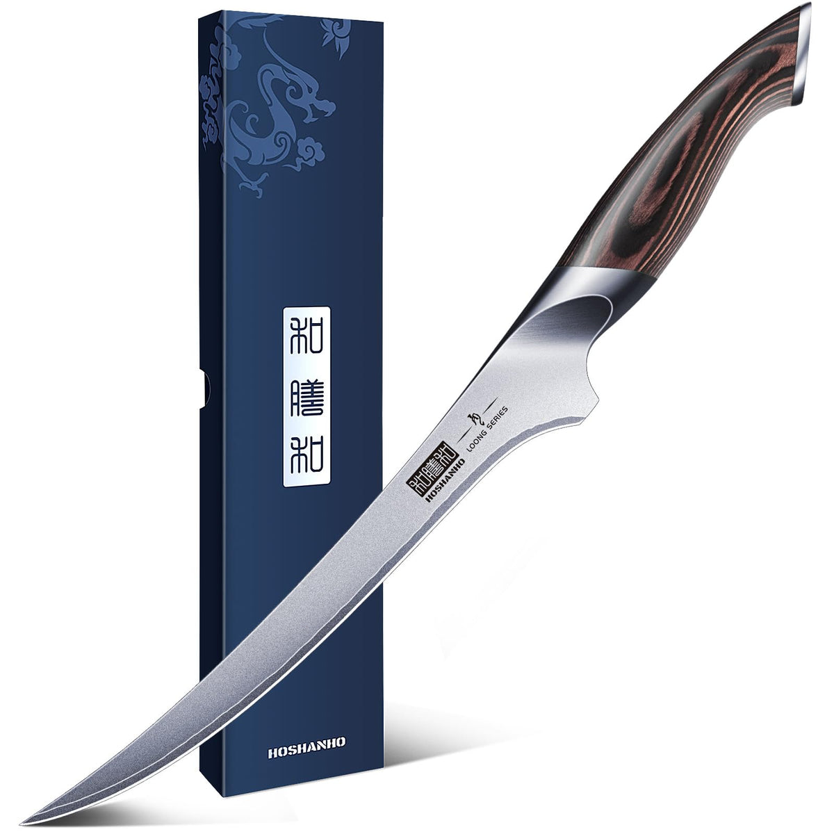 HOSHANHO Fillet Knife blade close-up shows ultra-sharp edge for precise slicing