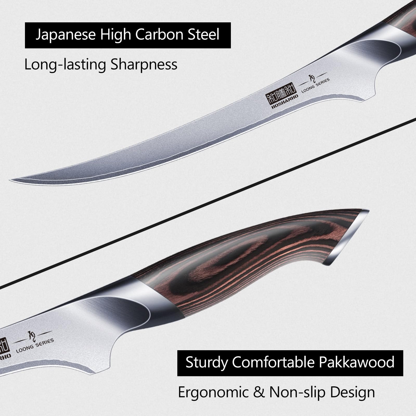 HOSHANHO fillet knife with frosted texture handle improves control