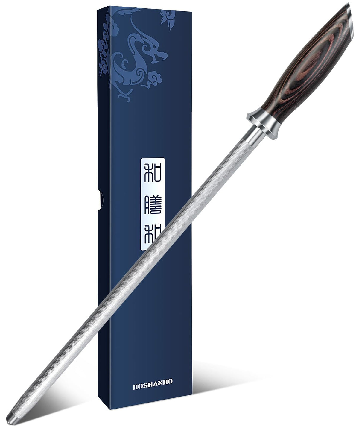HOSHANHO honing rod with ergonomic Pakkawood handle for comfortable sharpening