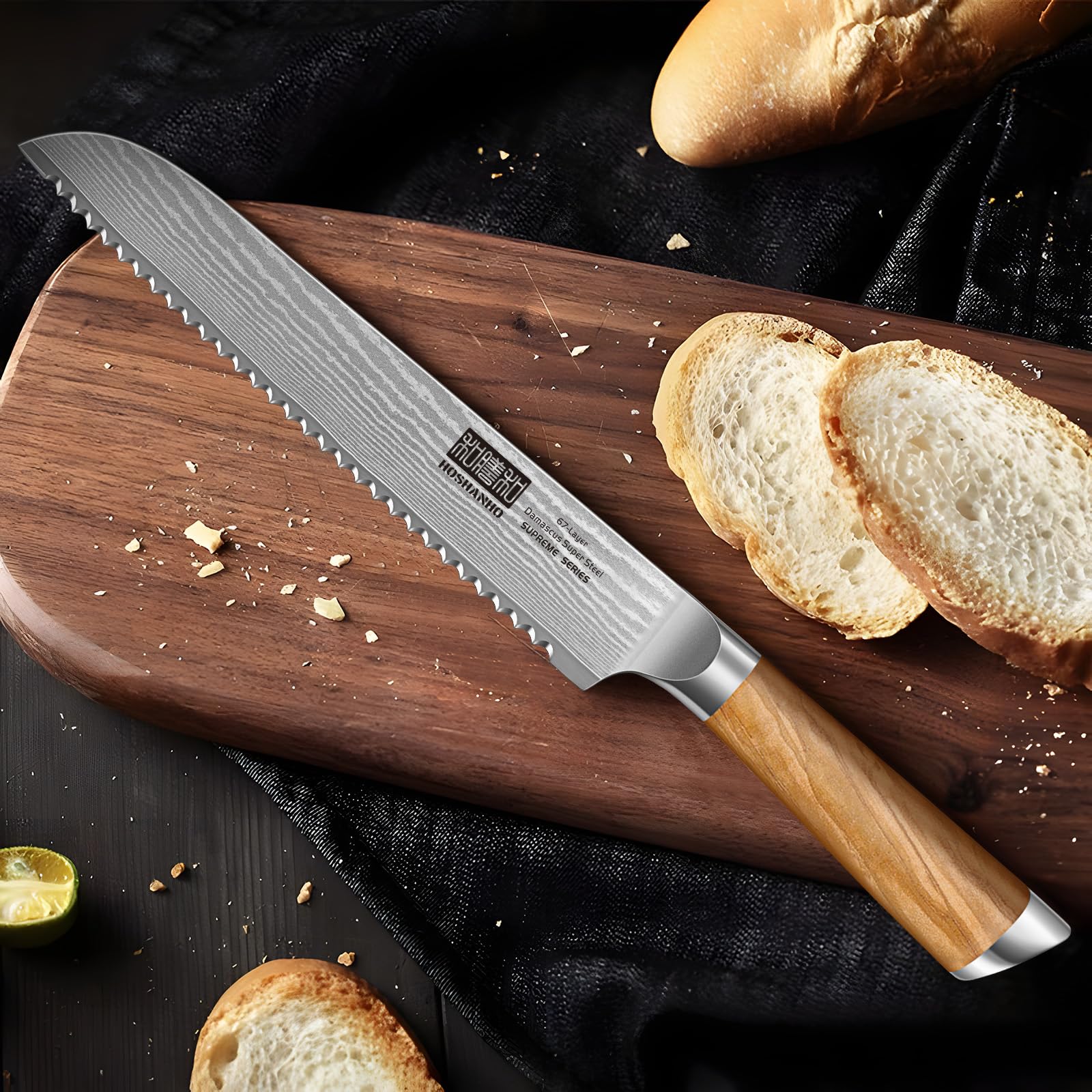 HOSHANHO versatile bread knife ideal for slicing bread and more in the kitchen.