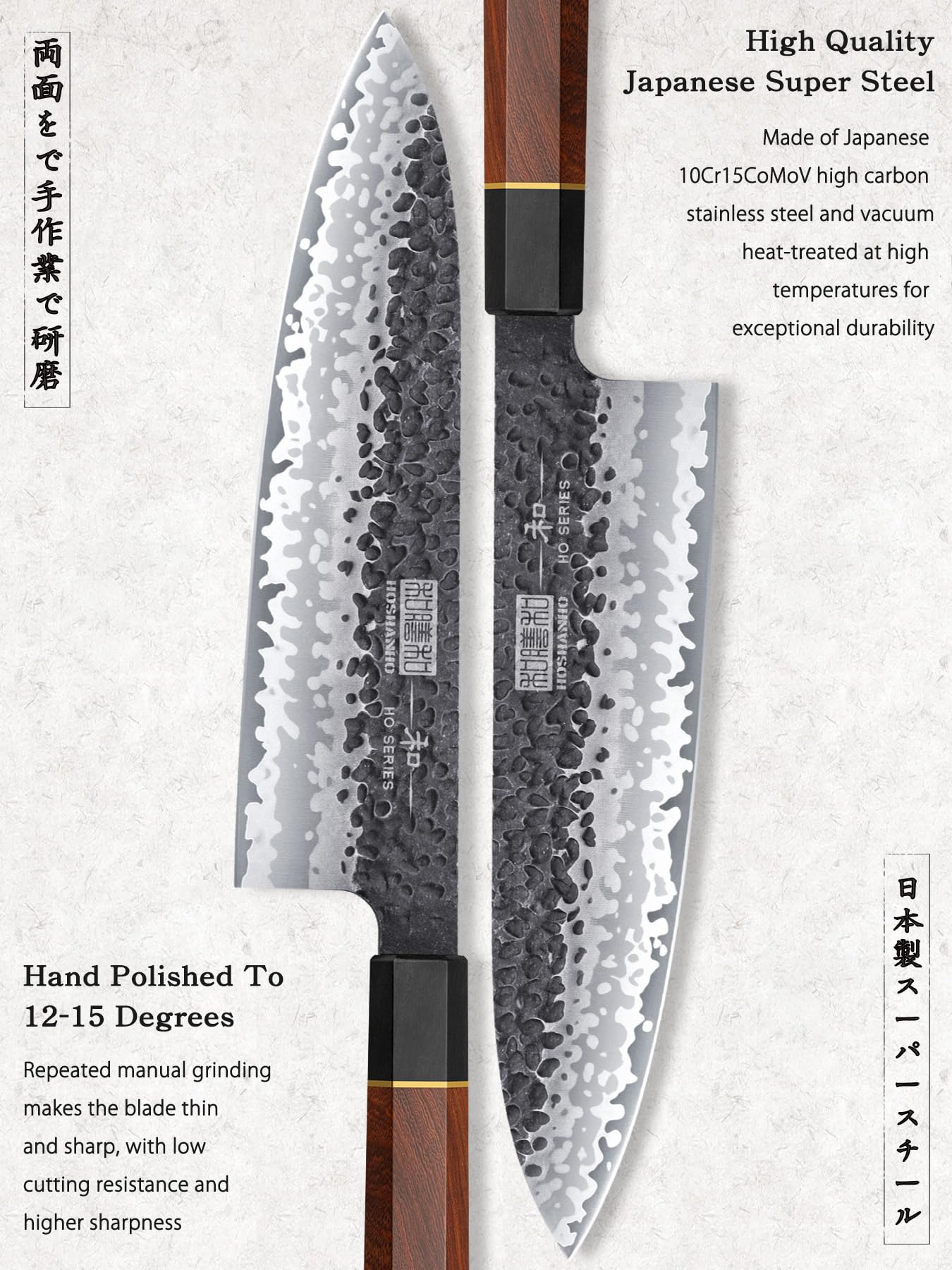 HOSHANHO 7 inch santoku knife designed for even dicing and mincing