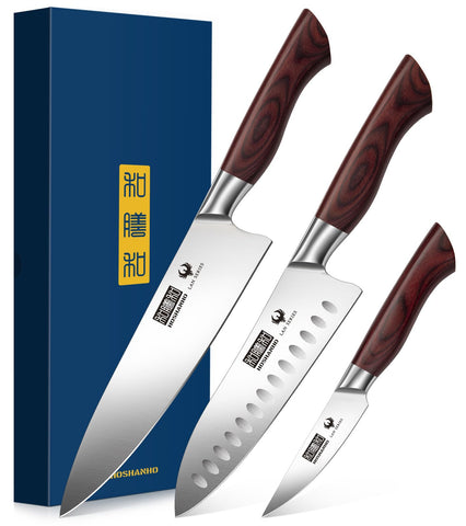 HOSHANHO 8-inch chef knife blade close-up for precise slicing
