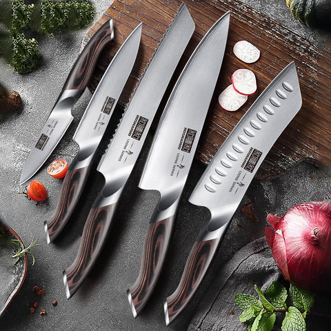 HOSHANHO knife set on a clean countertop, suggesting stylish organization.