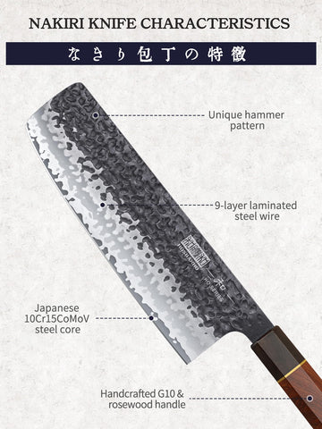 Closeup of HOSHANHO Nakiri blade edge highlighting sharpness and steel core.