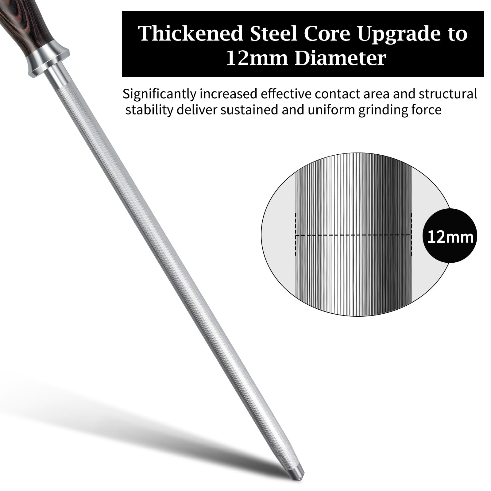 Close-up of HOSHANHO Pakkawood handle highlighting durable grip