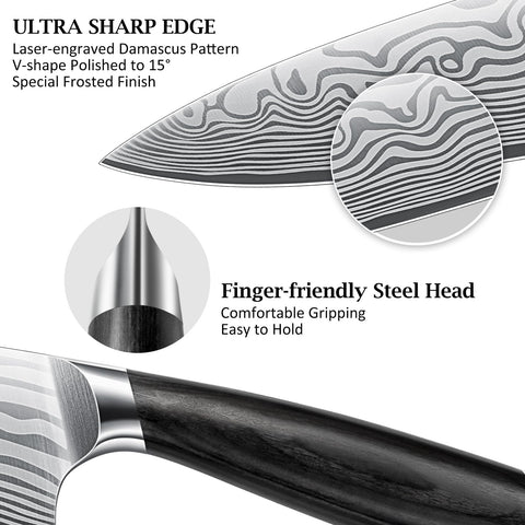 HOSHANHO pakkawood ergonomic handle for comfortable grip during prep.