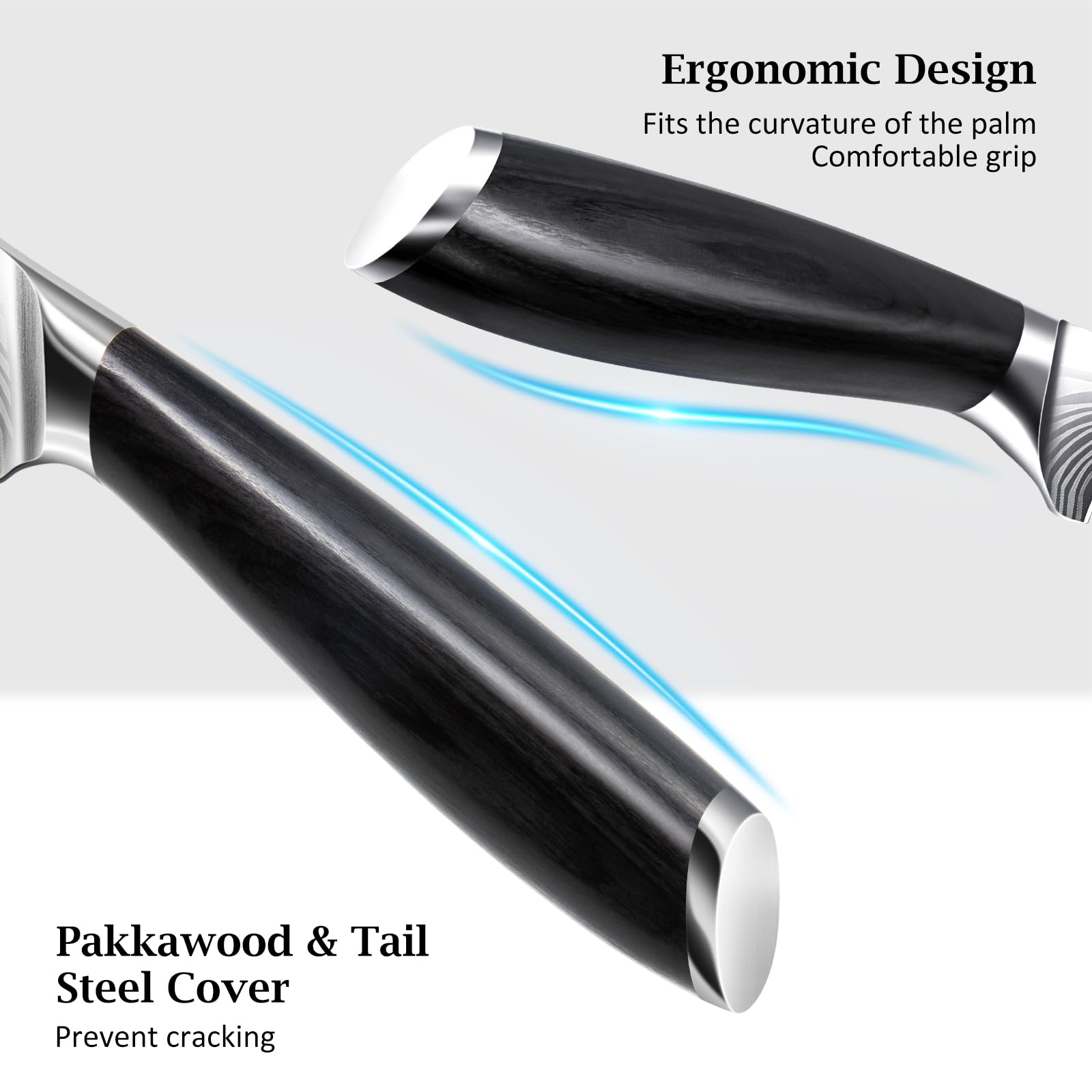 HOSHANHO pakkawood handle ergonomic grip reduces fatigue during long prep.