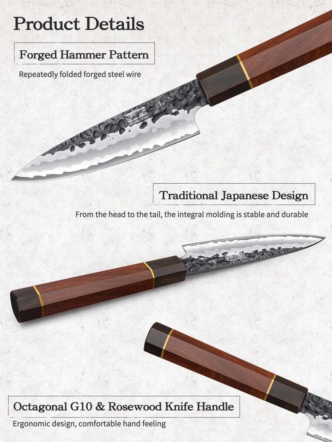 HOSHANHO paring knife honbazuke sharpened for razor-like cuts.