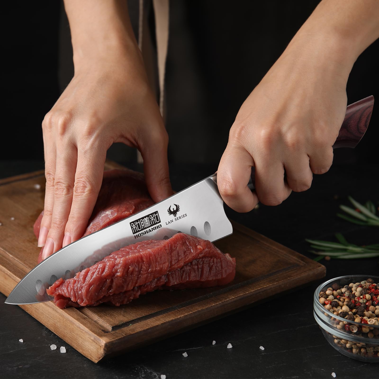 HOSHANHO Santoku knife with balanced design for steady control