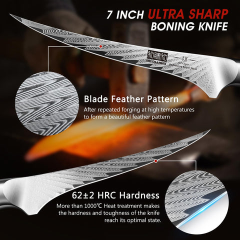 HOSHANHO V-blade edge with 3-step sharpening for clean cuts.