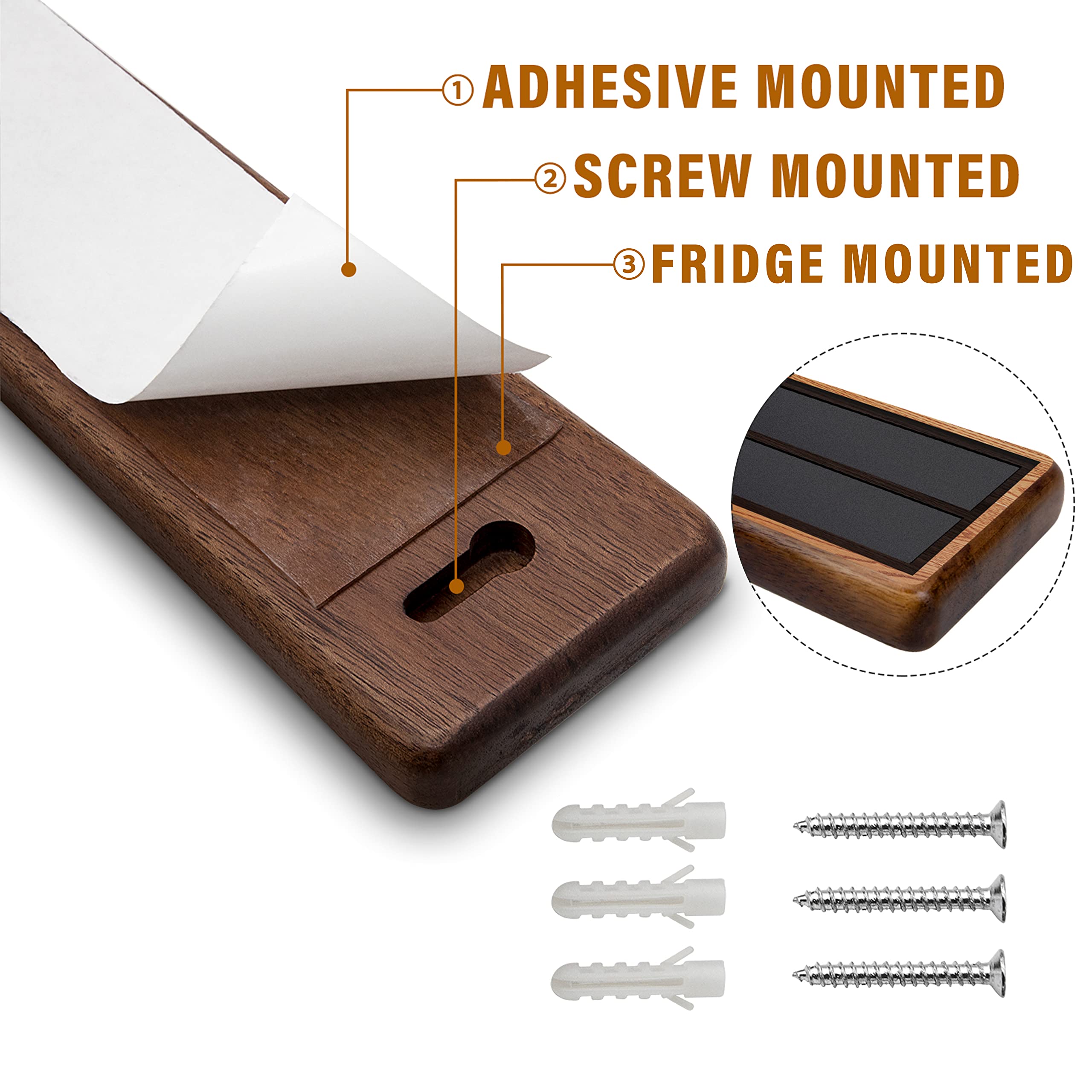 HOSHANHO wall mounted knife holder with no drilling option for easy setup