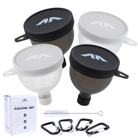 HOSHI HEALTH protein powder funnel black angled view for mess-free on-the-go pouring.