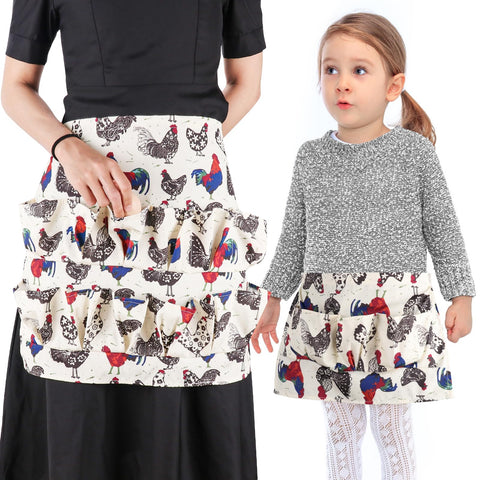 Hossmily adult egg apron with 12 pockets for secure egg collection and clothing protection