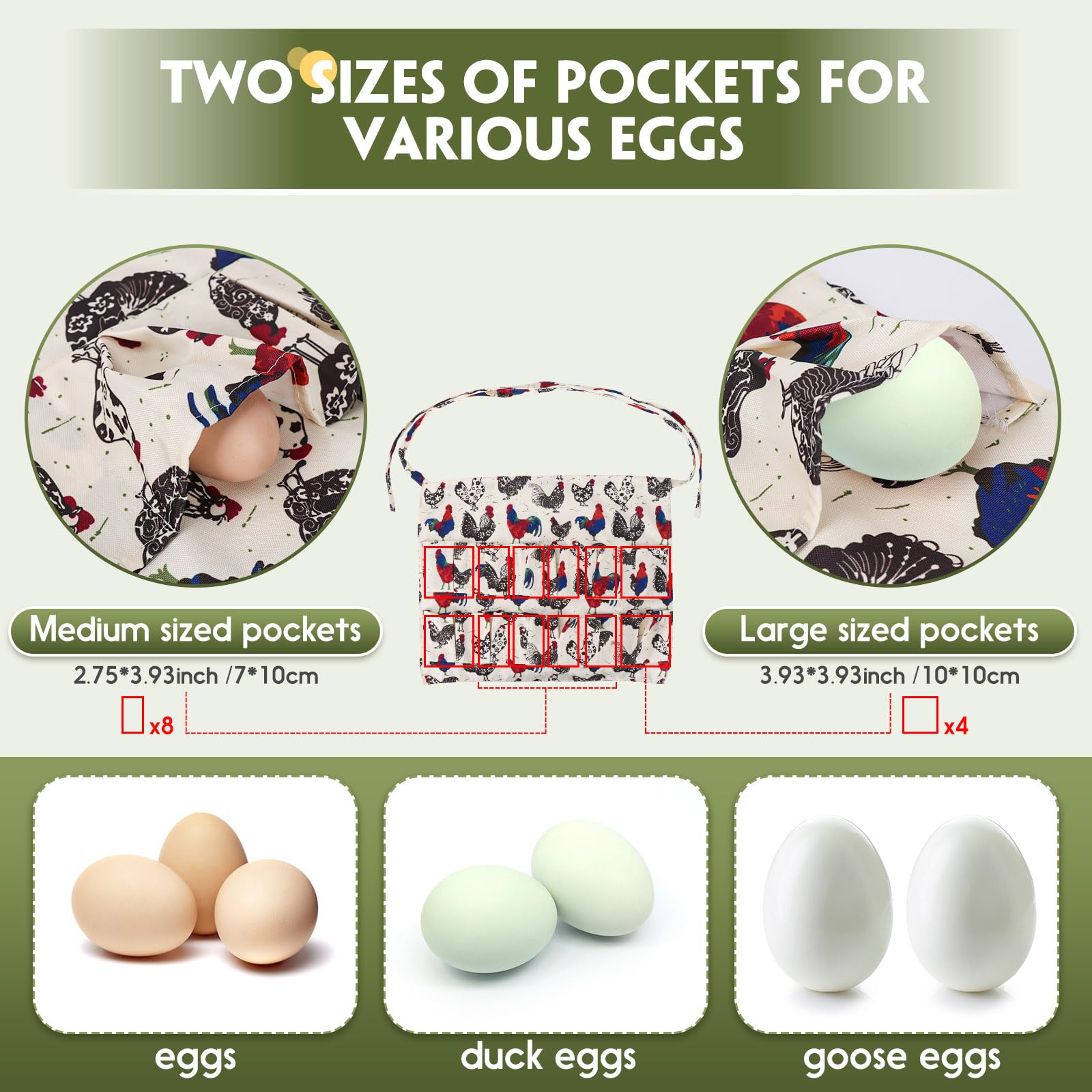 Hossmily folded-pocket design keeps eggs from rolling out during movement
