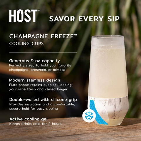 Host Champagne Freeze active cooling gel illustration shows even chilling.