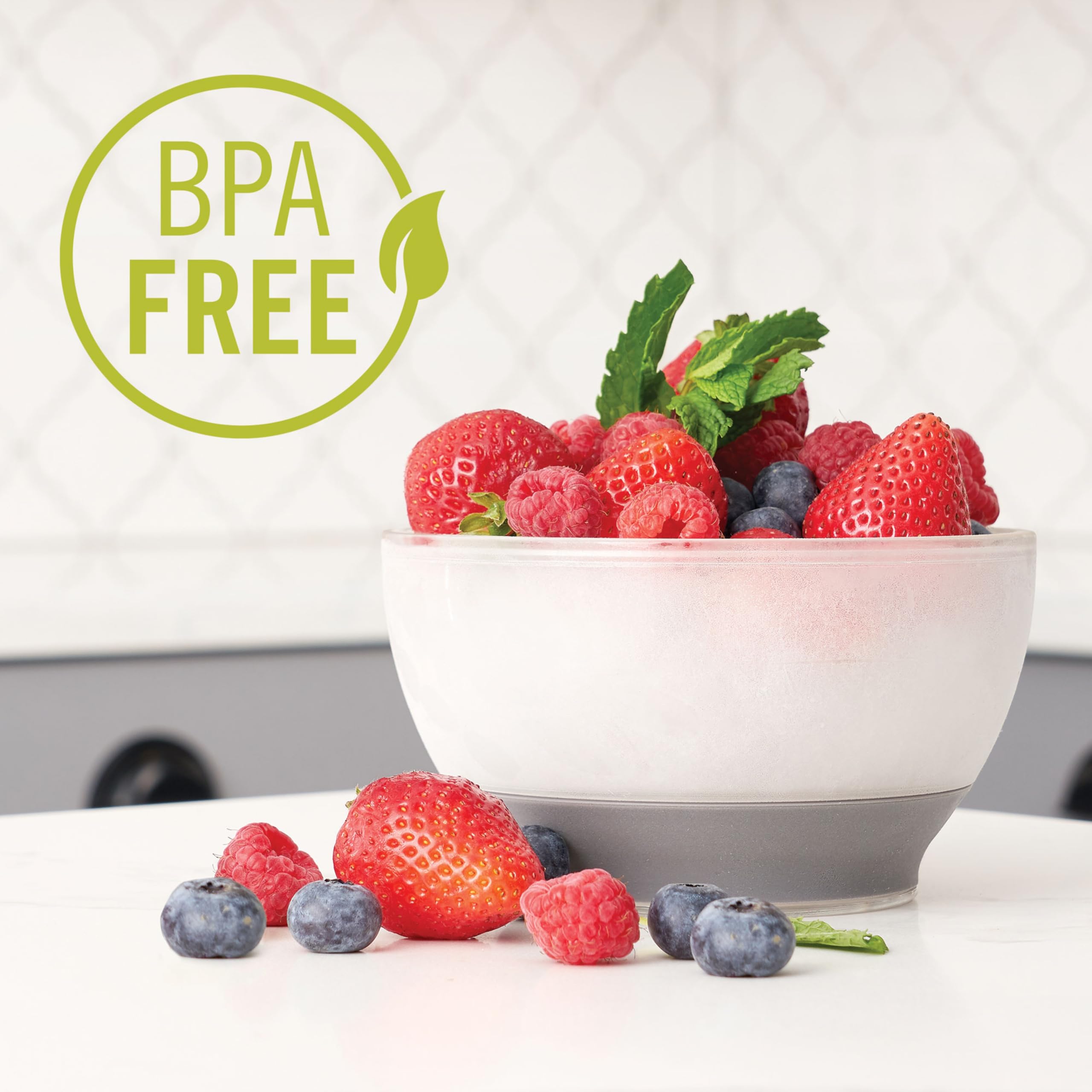 Host Ice Cream Freeze Bowl versatile for ice cream, fruit, yogurt, and cereals.