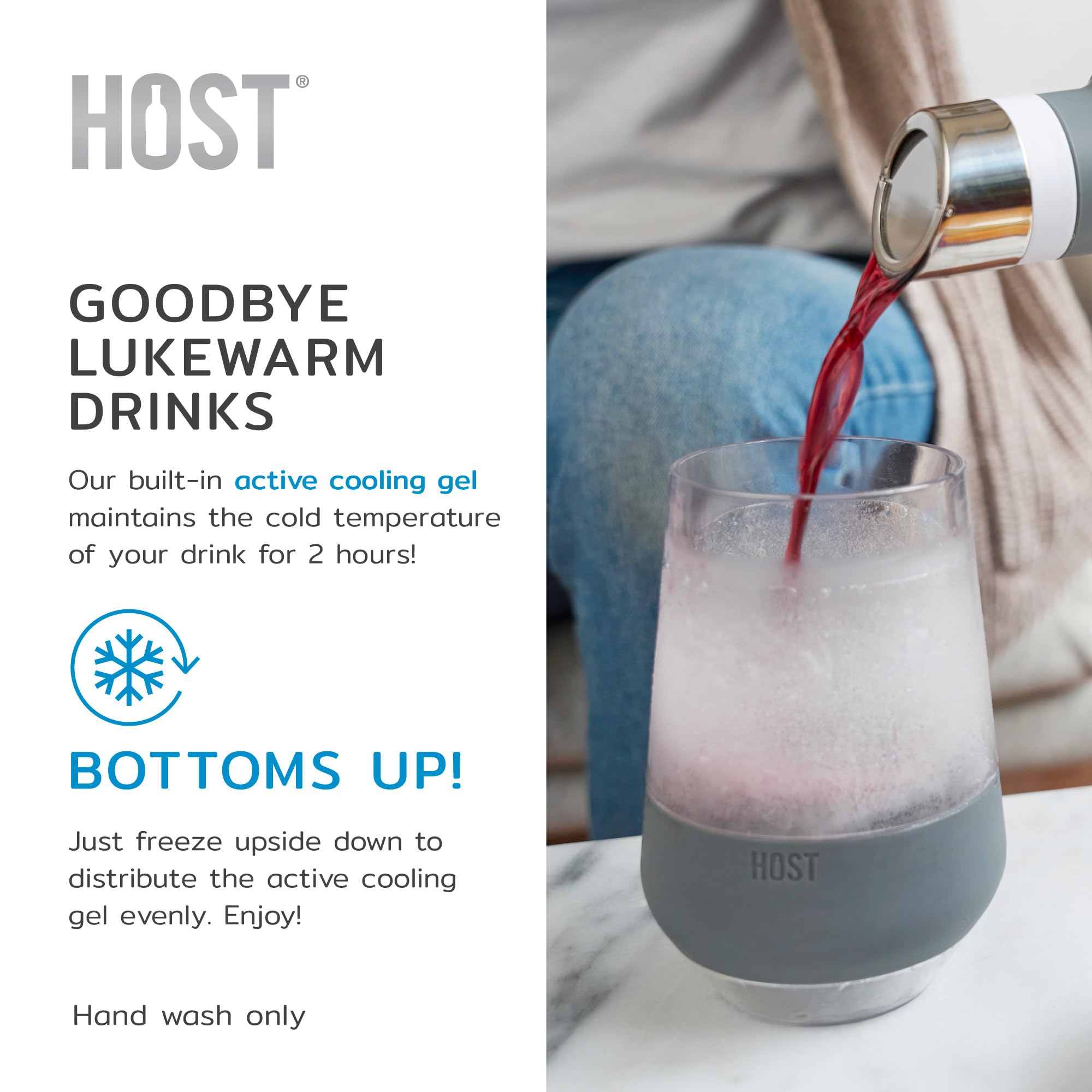 HOST Freeze XL 12-ounce tumbler versatile for wine or cocktails.