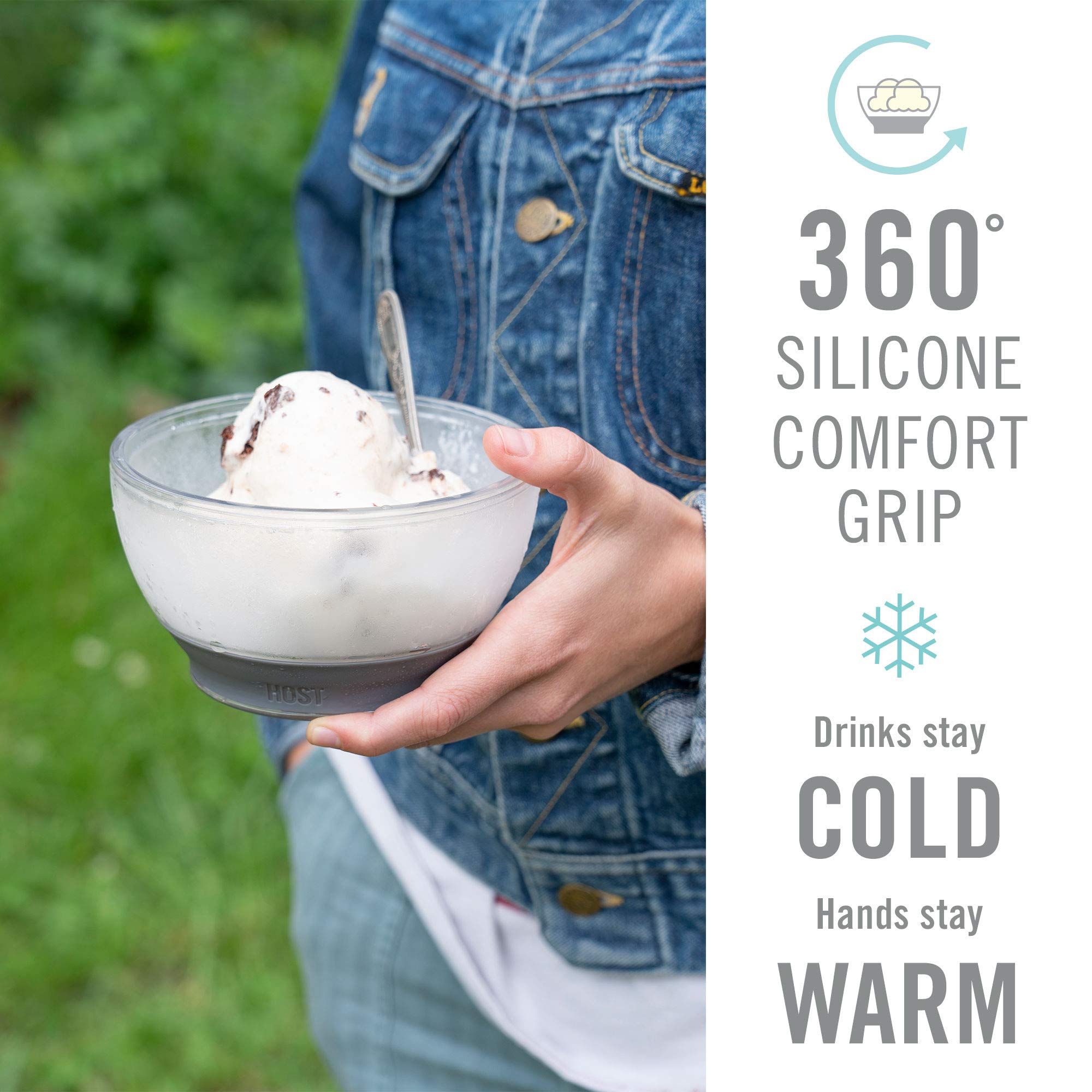Host Ice Cream Freeze Bowl silicone grip for easy handling and serving.
