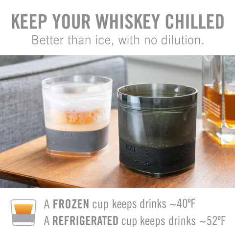 Host Whiskey Freeze glass side view highlights sleek silhouette and comfortable grip