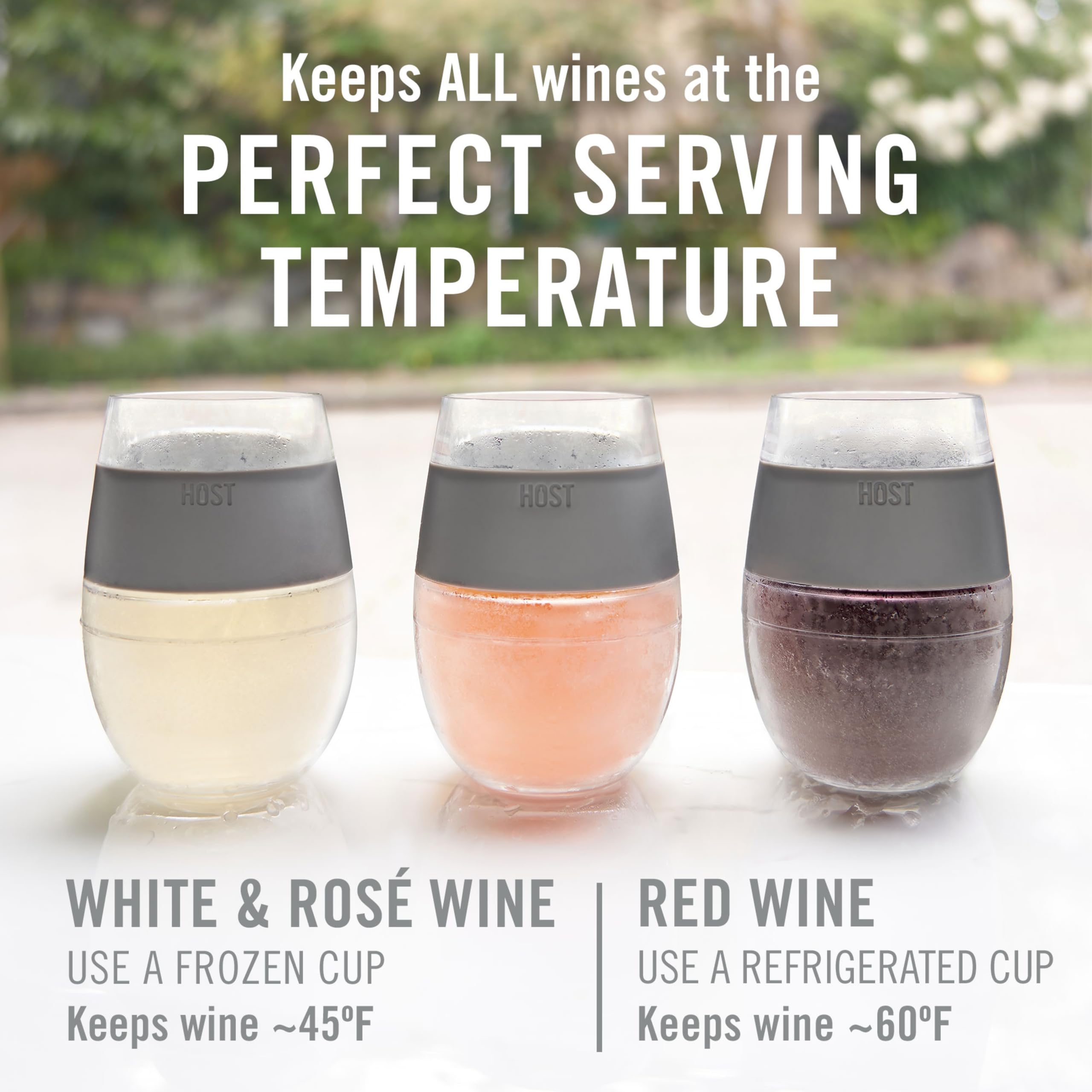 Host Wine Freeze Cup 2 features frosted-tumbler-handle for comfortable sipping