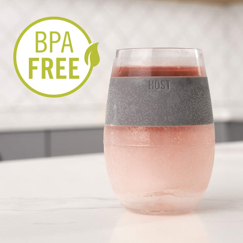 Host Wine Freeze Cup set maintains wine temperature across indoor and outdoor settings.