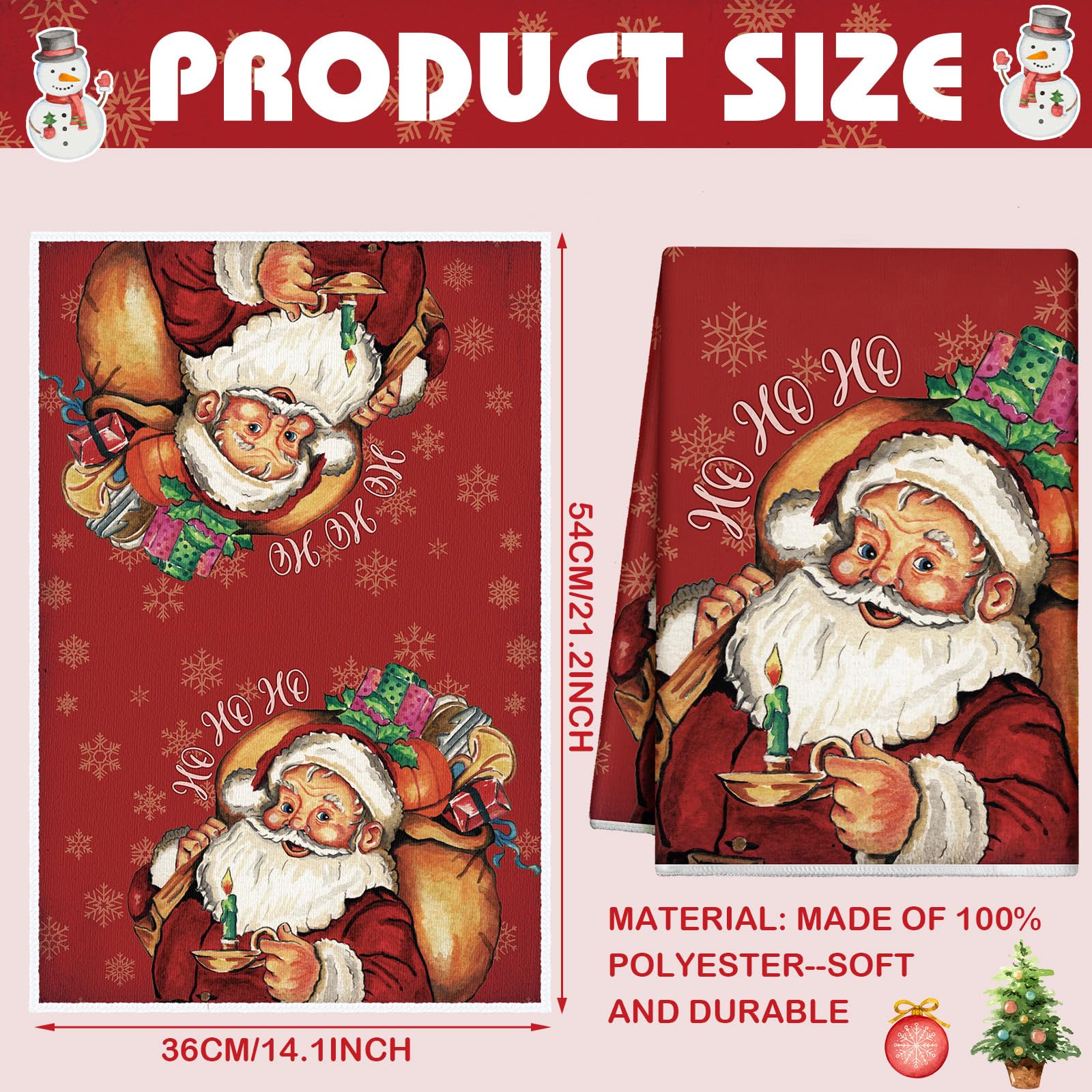 Hosuly Christmas kitchen towels with red-green patterns for season-ready cleaning.