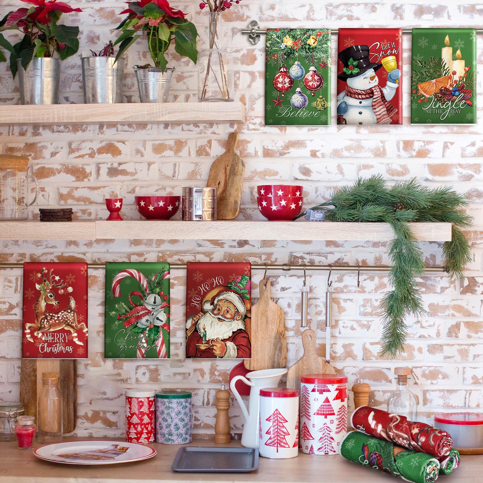 Hosuly elk-pattern towels elevate holiday decor while drying dishes.