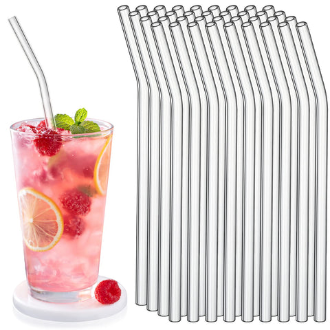 Hosuly curved glass straw 8in for smooth sipping in hot or cold drinks.
