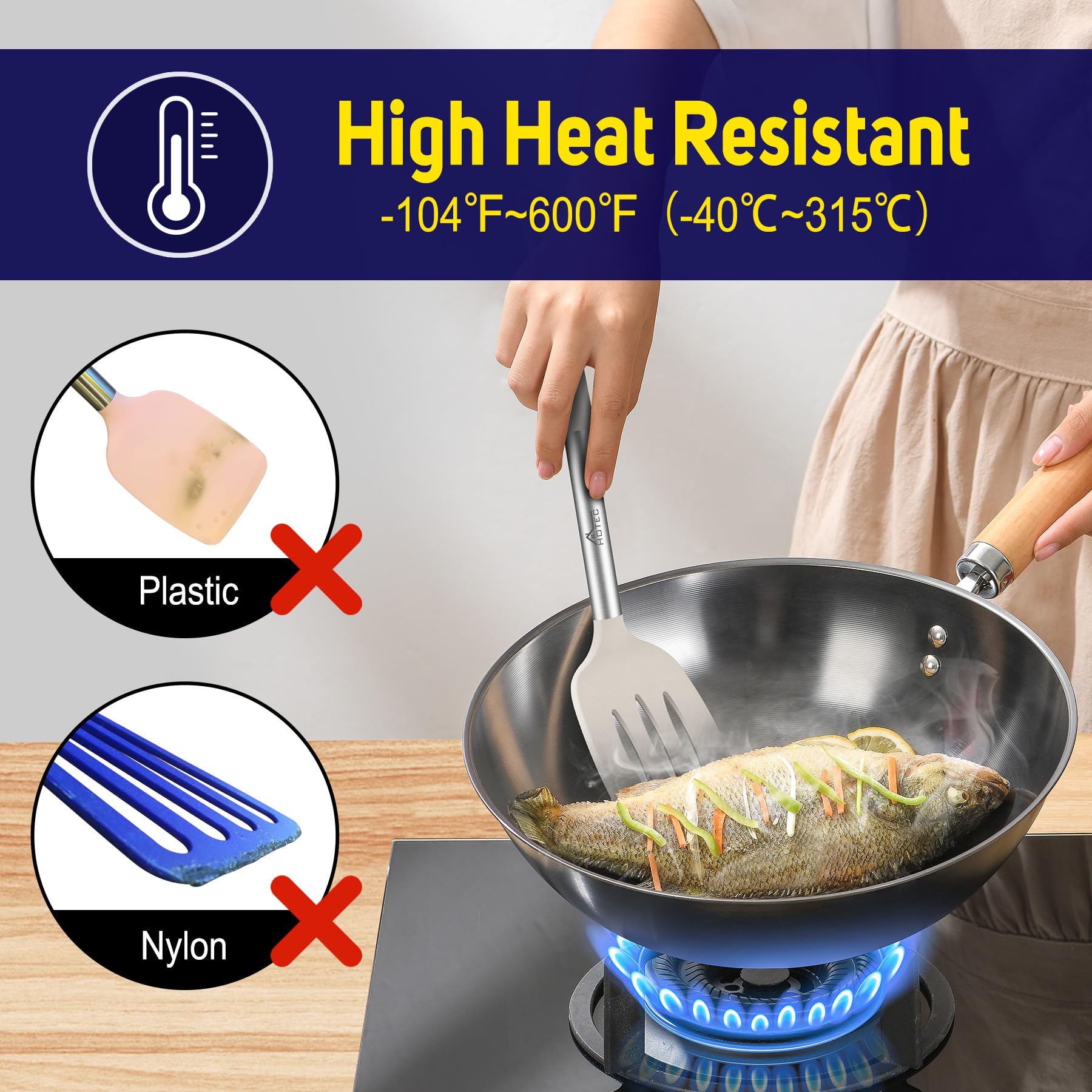 Hotec BPA-free silicone spatulas are dishwasher-safe for easy cleaning