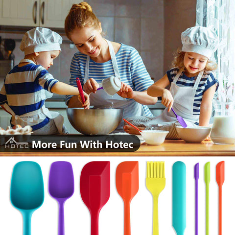 HOTEC colorful spatula set bringing lively color to kitchen tasks.