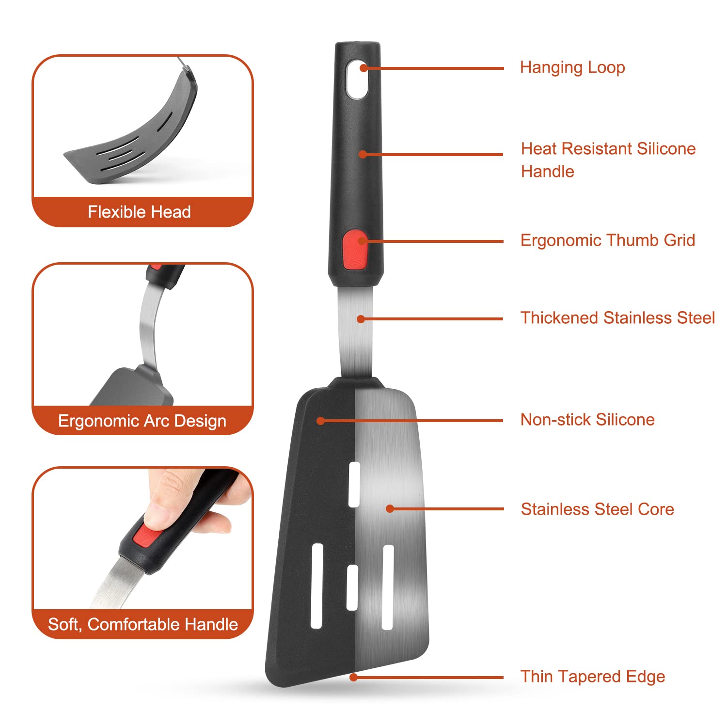 Hotec dishwasher-safe spatula makes cleanup quick and simple.