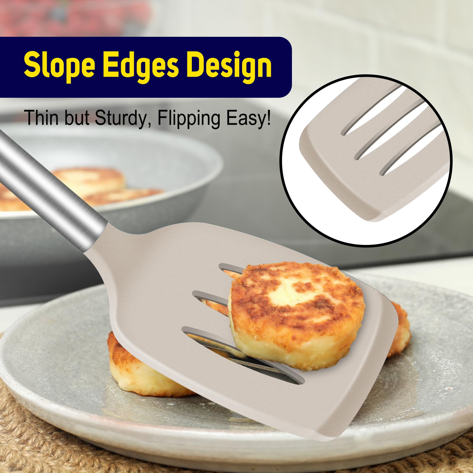 Hotec spatula with hanging loop for quick air-drying and storage