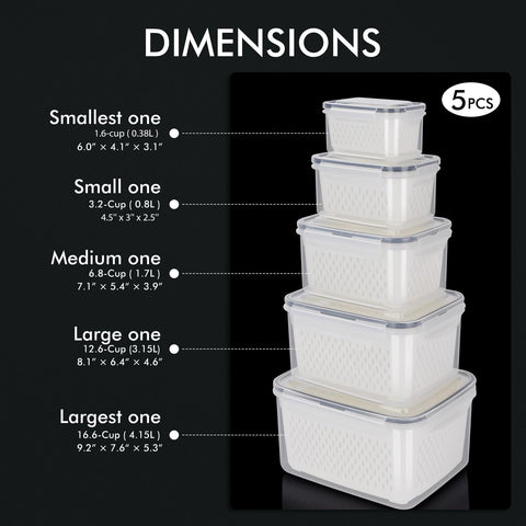 HOTEC drain basket inside container enables washing produce directly in the set.