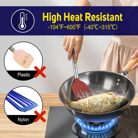 HOTEC dishwasher-safe spatula set for easy cleaning and storage