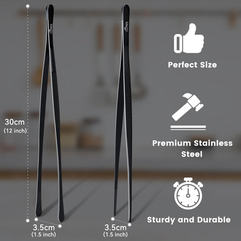HOTEC kitchen tweezers 12in grill flip enables safe turning on the grill.