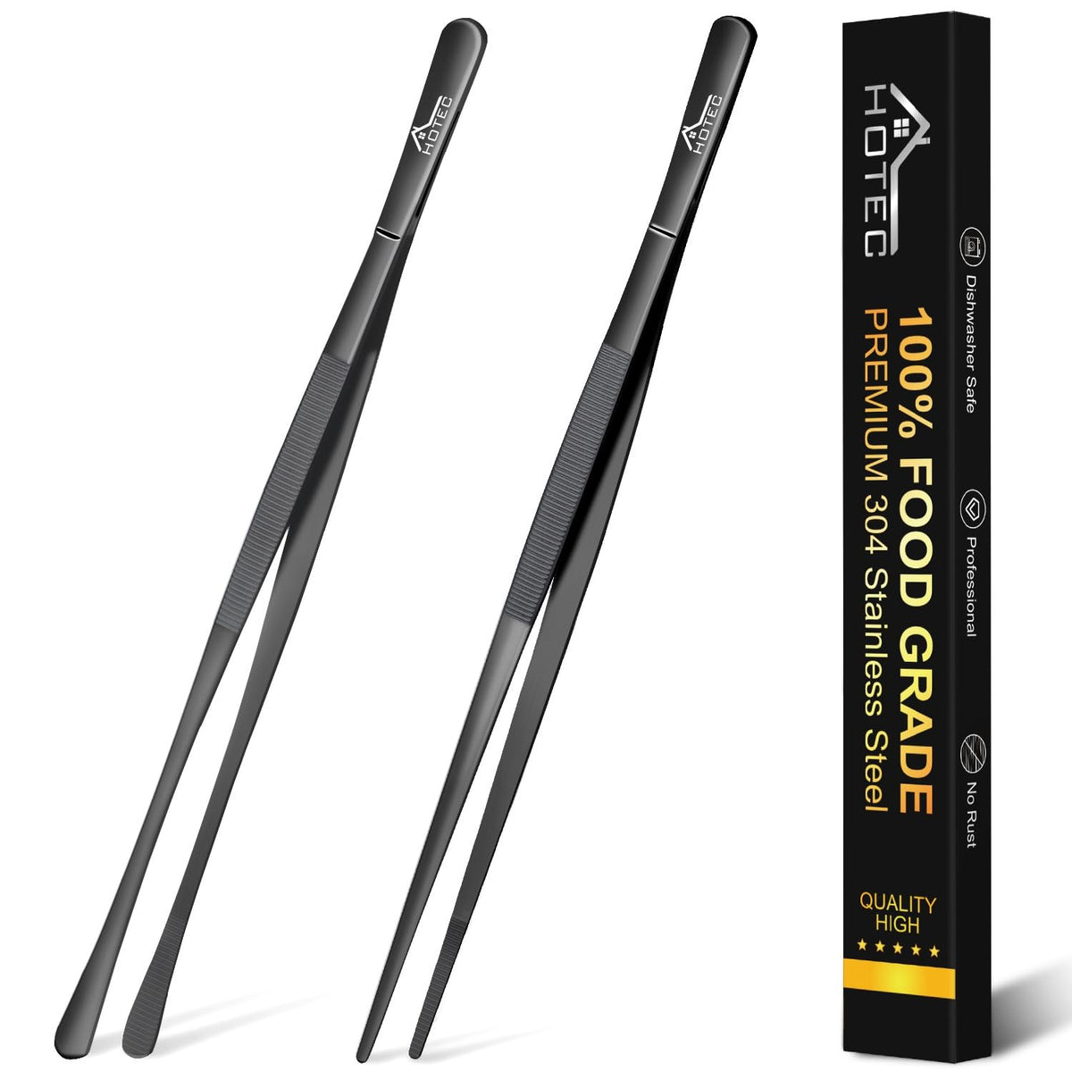 HOTEC kitchen tweezers 12in set2 for precise cooking handling.