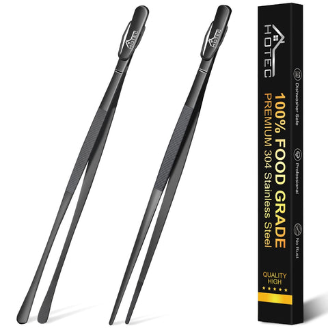 HOTEC kitchen tweezers pointed tip for precise handling of delicate foods.