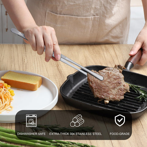 HOTEC non-slip grip tweezers provide secure control during cooking.