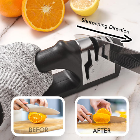 HOTEC sharpener anti-slip base keeps it steady on the counter