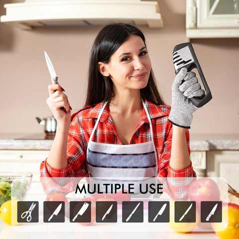 HOTEC sharpener scissors slot demonstrates versatile kitchen tool sharpening