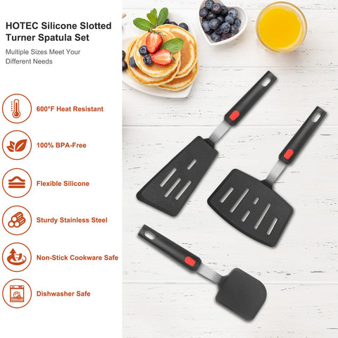 Hotec multi-size spatula set covers eggs, burgers, and more.