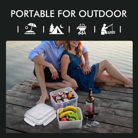 HOTEC portable fridge organizer set ideal for meals, snacks, and camping.