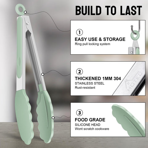 Hotec 12-inch locking tongs for larger portions and grilling.